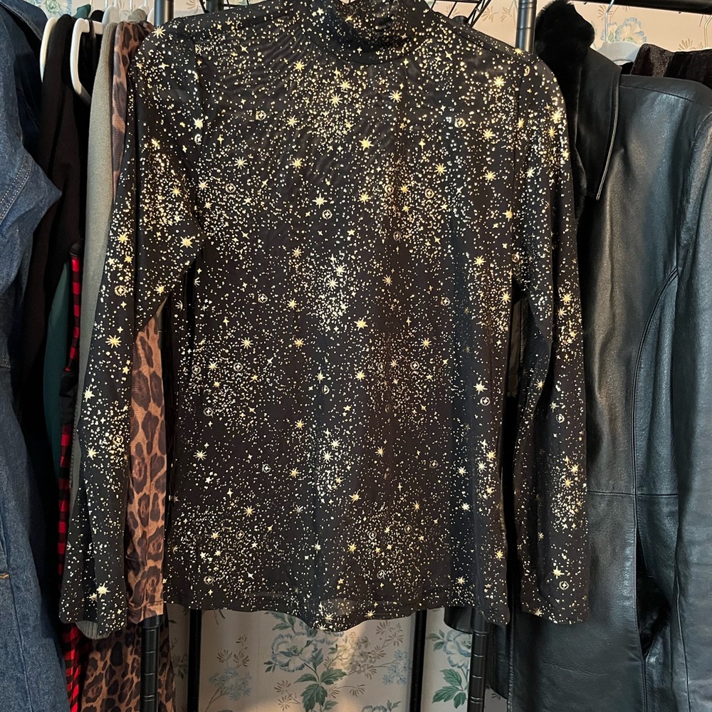 Torrid Black and Gold Star Pattern Blouse